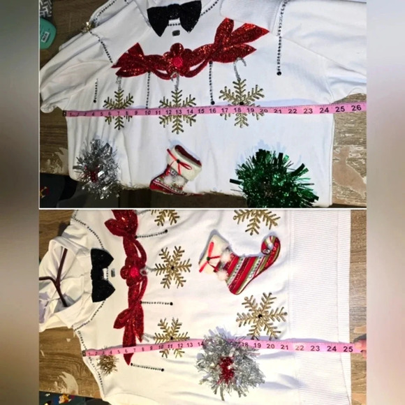 1 of a Kind Custom Handmade Ugly Christmas Sweater Hoodie Sequins Women's XL XXL - Picture 8 of 8
